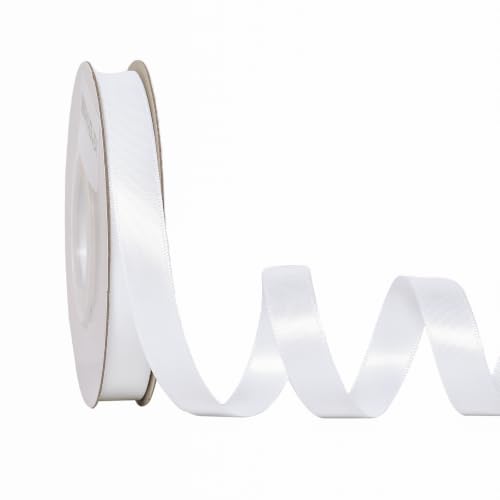 YAMA White Double Faced Satin Ribbon 1/2 Inch Continuous 25 Yards