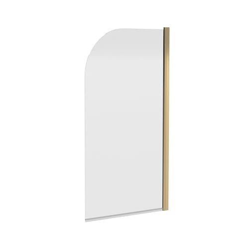 Balterley 790 x 1430mm Bath Shower Screen, Round Corner Shower Screens for Baths, 6mm Toughened Safety Bath Door Screen, 180° Pivot Reversible Door Screens for Straight Baths (Brushed Brass)