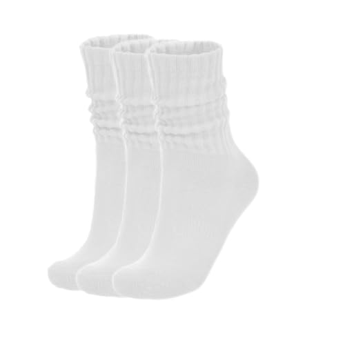Image of Slouch Socks Cream Scrunch Womens Sweater Cozy Cotton Crew Retro Boot Calf Sock