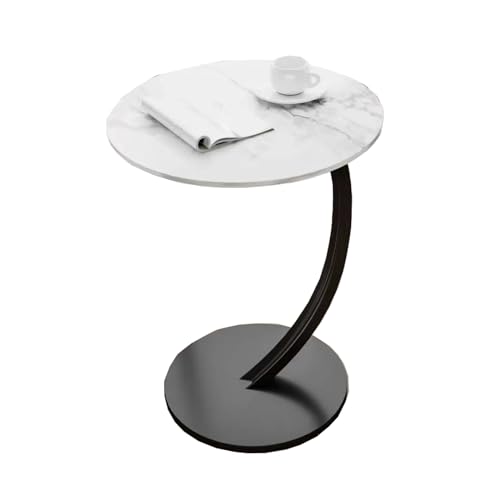 サイドテーブル ソファサイドテーブル 可動式 ベッドサイドテーブル Cの字テーブル 多機能 ベッド横 簡易テーブル ソファサイド ベッドサイド 木製 ナイトテーブル ソファーテーブル 小物置き 小型テーブル (ホワイト+ブラック)