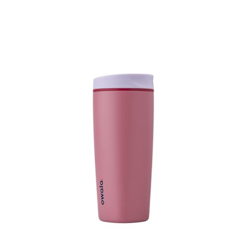 Owala SmoothSip Slider Insulated Stainless Steel Coffee Tumbler, Reusable Iced Coffee Cup, Hot Coffee Travel Mug, BPA Free 20 oz, Purple/Pink (Crochet Queen) | Insulated, Reusable, Iced Coffee Cup, BPA Free, Crochet Queen