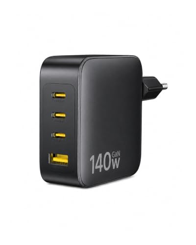 Baseus Enerfill Caricatore USB C 140 W, 4 Porte USB C, Caricatore PD con PPS, GaN, Caricatore Rapido Compatibile con MacBook Pro/Air, iPad, Laptop, iPhone 17/16/15/14/13/12 Pro Max, Galaxy S25, Pixel