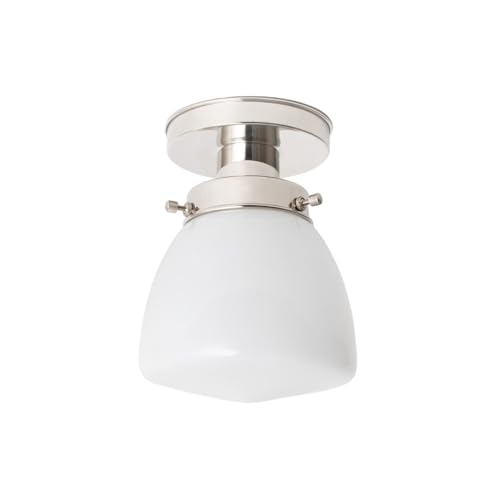 Plafonnier Schoolbol Small 20's Nickel en verre soufflé et finition haut de gamme