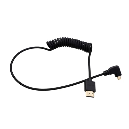 HangTon Micro HDMI to HDMI 4K120 8K60 Cable for Canon R6 R5C R10 R7 Sony ZVE1 A7C A7R A7S Lumix S5 S9 GH4 Camera ATOMOS Ninja V Ultra SmallHD Cine Indie Monitor, L-Shape 90-Degree Type A D 50cm