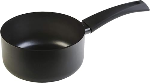 WECOOK! Ecogreen Stielkasserolle 18 cm, Milchtopf, Antihaftbeschichtung XYLAN Plus Ökologisch PFOA-frei, Gepresstes Aluminium, 3 mm dick, Vitrokeramik, Gas, Geschirrspüler, Schwarz