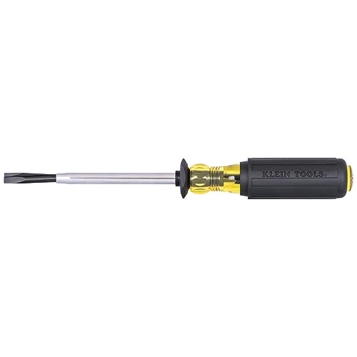 Klein Tools 6026K Slotted Screw-Holding Screwdriver, 5/16-Inch Split-Blade Flat Head Driver, Positive Gripping Action, Cushion Grip Handle