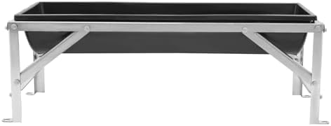 Large Capacity Livestock Feed Trough - 39" Heavy Duty 9.25 Gallon Feeder with Stand, Portable & Easy to Clean for Goats, Sheep, Deer, Pigs - Durable Black Design