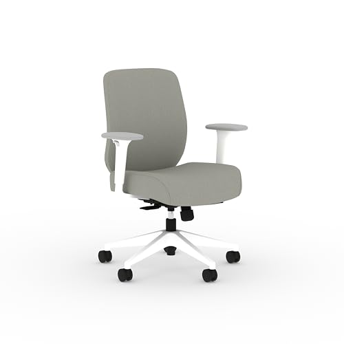 Image of HON Altern Ergonomic Fabric Office Chair, Low‑Back Desk Chair with Adjustable Arms, Seat Slide, Synchro‑Tilt, Rolling Computer Seat for Home Office, White Frame, Fog
