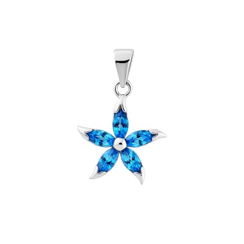 Pendentif saphir bleu clair de style joaillerie fine, argent rhodié durable