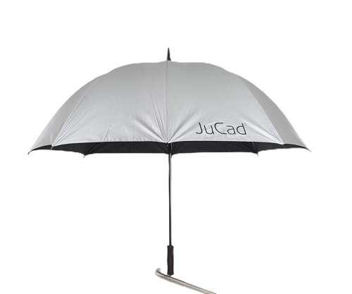 JuCad Golf TeleskopSchirm Windproof mit Stift I Caddys I Trolleys I Golfwagen Silber