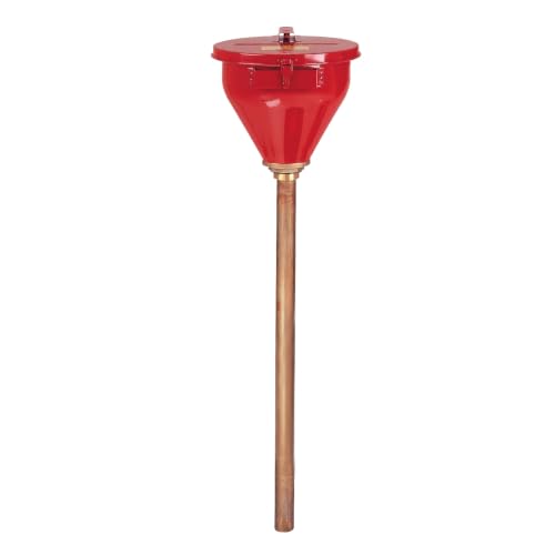 Image of Justrite Drum Funnel for Flammables, Self-Closing Cover, Red, Made in USA