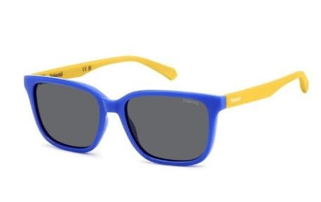 POLAROID KIDS Boys' Casual. Polarized Rectangular Sunglasses, Blue Yellow, 49/14/130