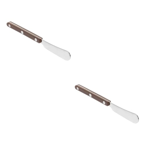 KICHOUSE 2pcs Butter Knife Jam Scraper Cheese Convenient Butter Spatula Ergonomic Butter Spatula Convenient Honey Spreader Convenient Honey Spatula Butter Accessories Abs Brown