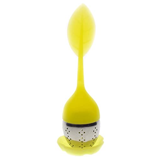 Tea Filter Silicone Tea Infuser (Yellow) Stainless Steel Strainer Drip Tray Included For Loose Leaf Or Herbal Tea #TOP20