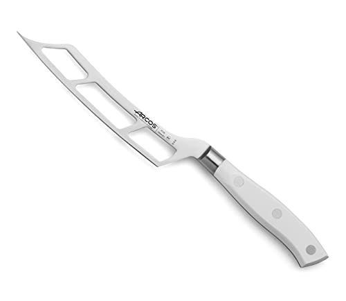 Arcos Cuchillo queso forjado Acero Inoxidable Nitrum y Hoja 145 mm. Mango ergonómico polioximetileno POM. Serie Riviera Blanc. Color blanco.