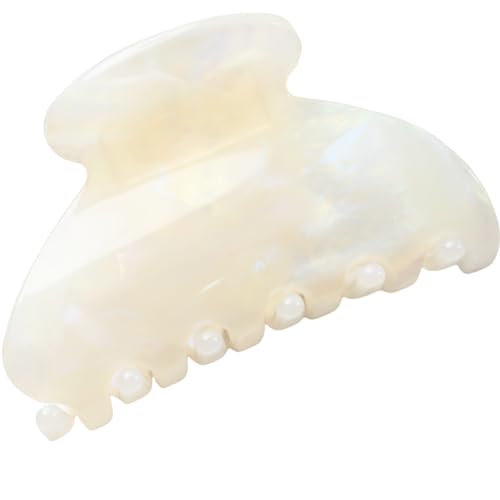 Prettyou Handmade Celluloid Acetate French Design Barrettes Tortoise Shell Claws Hair Claw Luxury Fashion Accessories Hair Clip for Women (jade white)