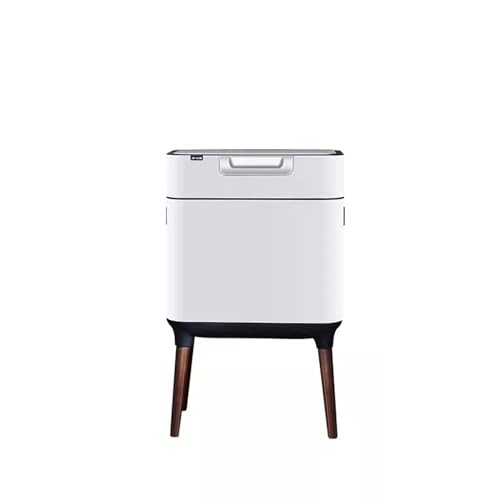 Bote de basura con tapa y pie alto 20L blanco miniatura 1
