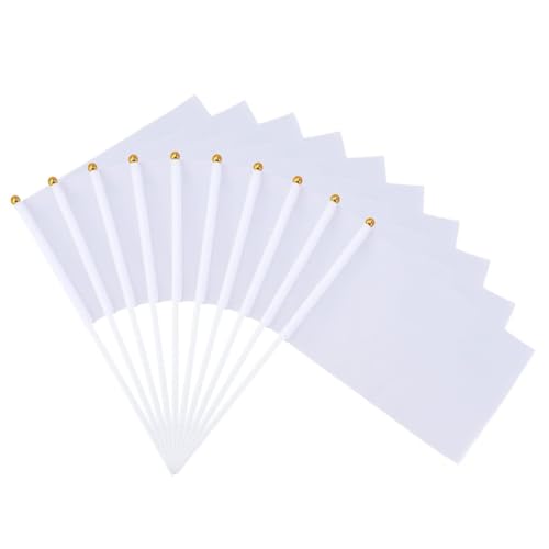 GOOHOCHY Racing Banner Football Flags 24pcs Hand-cranked Flagpoles Set White Commanding Referee Flag