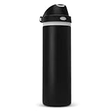 XccMe 24 oz Insulated Water Bottle with Straw,Stainless Steel Leak Proof Water Bottle,2-in-1 Lid with One-Touch Flip Lid & Straw,Keep Cold All Day for School,Travel,Gym,Camping,Sports,Black