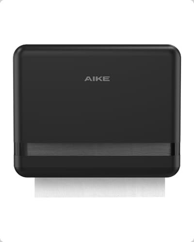 AIKE PageTurner Wandhalterung für Papiertücher, 200+ Blatt, Seiten-Umklappmechanismus für Haushalt & Gewerbe, für H2 & Z-Falt Papier (<9cm Breite), AK5151 Schwarz