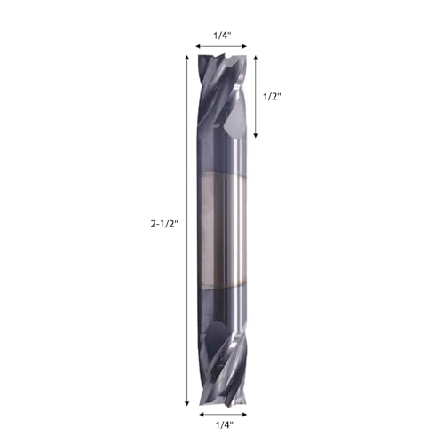 Image of NZ 1 /4 inch 4-Flute Double-Ended Square End Mills, CNC Milling Bits AlTiN-Coated Solid Carbide for Alloy Steel, Hardened Steel & Stainless Steel | 5-Pack
