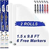 White Board Roll,10ft Dry Erase Decal, AFMAT Large Dry Erase Wall Sticker, Whiteboard Wallpaper Roll with Adhesive Backing, Whiteboard Vinyl,Dry Erase Wall Paper,6 Dry Erase Markers,18''x118'',2 Rolls