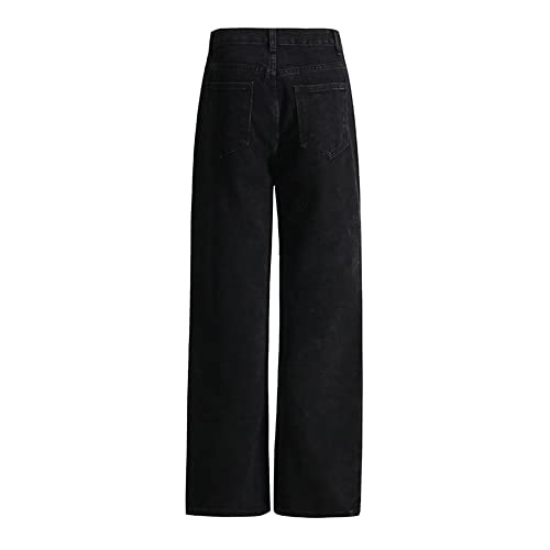 Ladies Ripped Cuffed Loose Jeans Boyfriend Fit Distressed Stretchy Denim Pants Stretch Baggy Jeans with Hole4