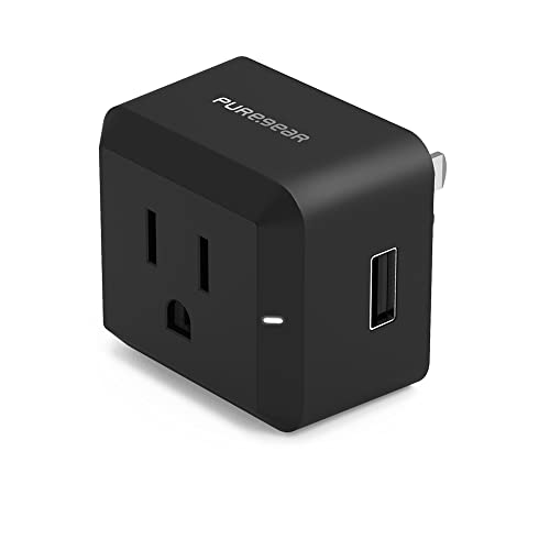 PureGear USB-A iPhone Charger Outlet Extender with AC Outlet & USB-A Port 2-in-1 Wall Plug Outlet Splitter with USB-A Charging Port for Home Travel Office with Lifetime Replacement Coverage
