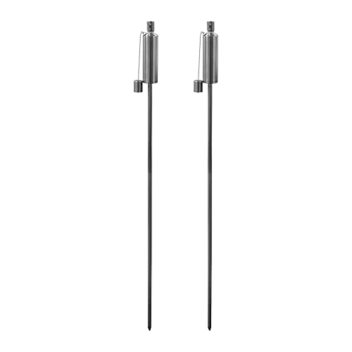 Harbour Housewares Metal Garden Torches - Cylinder - Pack of 2-146cm Silver Garden Torches Lighting Modern Outdoor Lighting Paraffin Oil Lamp Candle Flame Lantern for Parties Outdoor Events BBQs