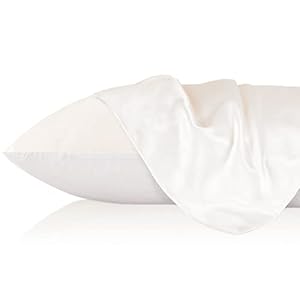 LILYSILK 19 Momme Seidenkissenbezug 40×60 Uniseite 100%  Maulbeerseide Kissenbezug, Uniseite aus Baumwolle Kopfkissenbezug mit Reißverschluss Haar- und Hautpflege Seidenbezug 1 Stück—Elfenbein