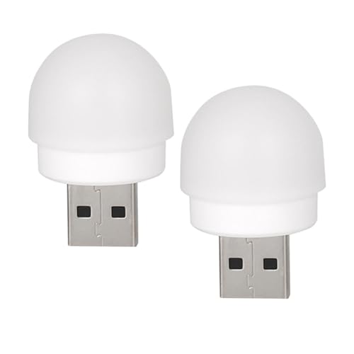 Genérico 2 Luces Nocturnas LED USB Portátiles Mini Luz de Emergencia Blanca para Dormitorio Lámpara de Noche Recargable Iluminación Compacta para Hogar y Oficina
