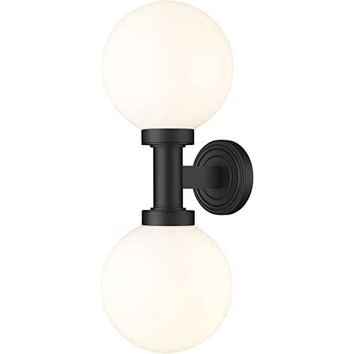 Z-Lite 597M2-BK Laurent Outdoor Wall Sconce, 2-Light 120 Total Watts, Black