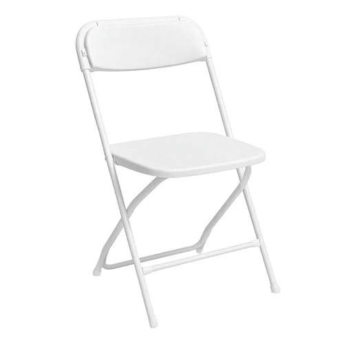 Genérico Silla Plegable Blanca 44x44x80 cm – HDPE y Acero, Ligera y Resistente, Apta para Interior y Exterior, Fácil de Transportar y Almacenar, Ideal Hogar, Oficina y Eventos