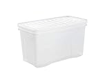 Wham Crystal 3 x 110L Stackable Plastic Storage Boxes with Lids | Ideal for Home, Office, Toys & More | Extra Large Boxes | Made in UK - Clear
