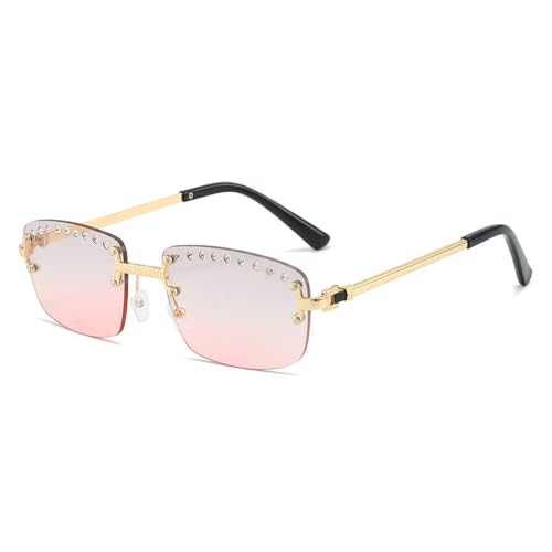 Lunettes de soleil carrées rétro sans bordure pour femme à verres dégradés