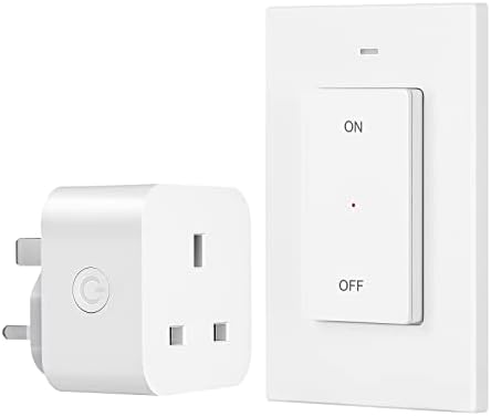 DEWENWILS Remote Control Sockets, 30m/100FT Control Range, Compact Size, 13A/3120W Programmable Heavy Duty Wireless Light Switch with Keyring, 1 Remote+1 Socket
