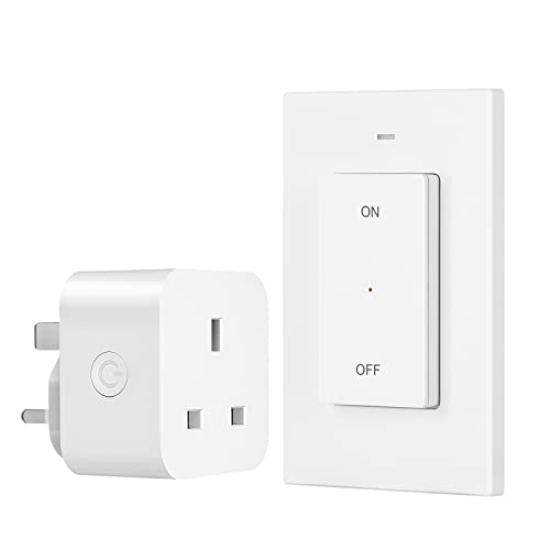 DEWENWILS Remote Control Sockets, 30m/100FT Control Range, Compact Size, 13A/3120W Programmable Heavy Duty Wireless Light Switch with Keyring, 1 Remote+1 Socket