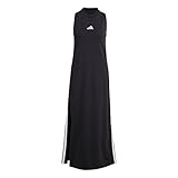 adidas Women's Essentials 3-Stripes Long Racerback Dress, Black/White, M