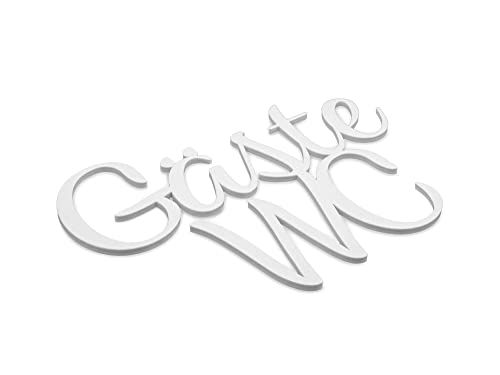 Gäste WC Türschild Klo Schild Toiletten Schriftzüge Gästetoilette Toilettenschild Selbstklebend Weiß