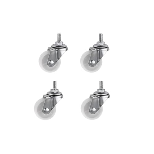 Roue universelle M6 en PP blanc pour chariot d'outils et support de stockage 4pcs