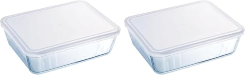 Pyrex - Cook & freeze - Plat Rectangulaire avec Couvercle Multicolore 27x22 cm (Lot de 2)