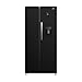 HYE American Fridge Freezer - Side By Side American Style Fridge Freezer With Water Dispenser, No Frost, 444L Freestanding Design, Low Noise (39dB), Sleek Black Finish - RF01AMWD460B03