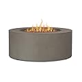 Real Flame Aegean Round Propane Fire Table for Outdoors in Mist Gray with Natural Gas Conversion Kit, Lid and Storage Cover - Durable Gray Fire Pit