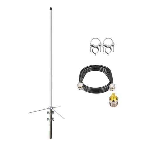 GMRS Base Antenna 462-467MHz with 32ft Cable - High Gain 7.5dBi Fiberglass Base Station Antenna for GMRS Repeater & Mobile Radio UHF Female (SO-239) Connector