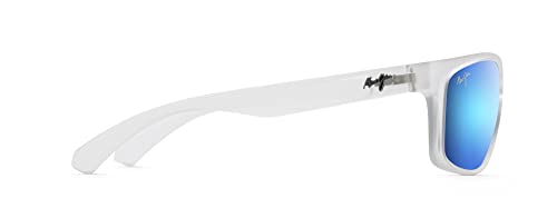 Maui Jim Men\'s and Women\'s Tumbleland Polarized Wrap Sunglasses, Matte Crystal/Blue Hawaii, Medium - Thumbnail 3