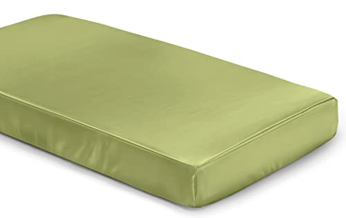 Image of SiinvdaBZX Satin Mini Crib Sheets 38 x 24In, Sage Green | Silk-Like Soft Mini Portable Crib Sheets Mattress Cover Portable Playard Sheets with 5In Deep Pocket, Great for Baby Hair