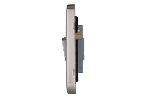 Schneider Electric Lisse Screwless Deco - Single 2 Way Light Switch, 10AX, GGBL1012BSS, Stainless Steel with Black Insert