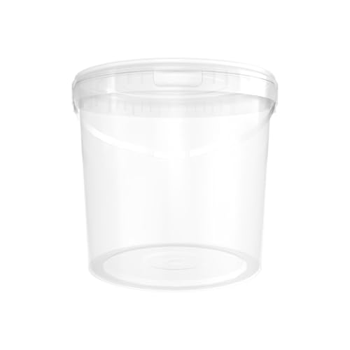 Eimer mit Deckel 10l Transparent Rund | Kunststoff Eimer Lebensmittelecht, luftdicht und stabil | Leereimer mit Griff und Deckel für Lebensmittel Chemie Waschpulver Klebstoffe geeignet