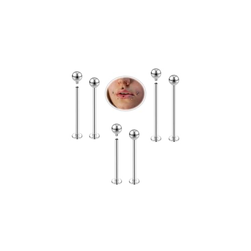 6ixGosh 16G Labret Cheek Tongue Rings Surgical Stainless Steel Monroe Lip Piercing Jewelry Barbell Ring Body Piercing Jewelry Kit Ultra-long Bar Length 14mm 16mm 19mm 22mm 25mm, 11