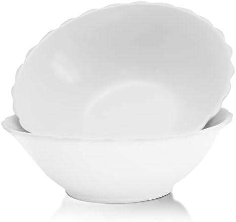 BoaLumi Ceramic Salad bowl,24 ounce Soup Bowls for Kitchen,Pasta Bowls for Dinner,White Ramen Bowl,Serving Bowls and Microwave Safe Bowls,Cereal Bowl Set of 2